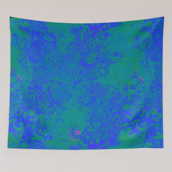 Item preview, Bright Blue and Green Swirls - Liquid Marble Art designed and sold by Victoria Rose.