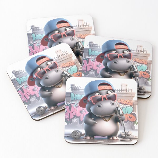 Item preview, DROPPIN' BEATS Cute Hippo designed and sold by PrintWizardArt.