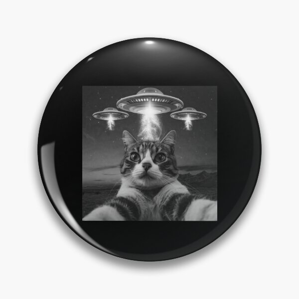 Item preview, Funny Cat Selfie In Front Of UFOs,ThreadWeird Alien Cat UFO designed and sold by love3617.