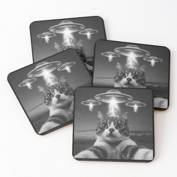 Item preview, Funny Cat Selfie In Front Of UFOs,ThreadWeird Alien Cat UFO designed and sold by love3617.