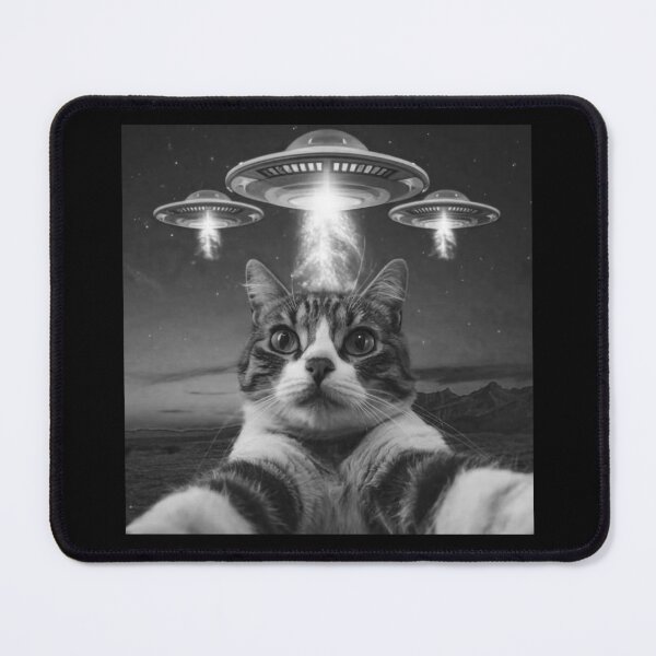 Item preview, Funny Cat Selfie In Front Of UFOs,ThreadWeird Alien Cat UFO designed and sold by love3617.