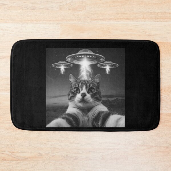 Item preview, Funny Cat Selfie In Front Of UFOs,ThreadWeird Alien Cat UFO designed and sold by love3617.