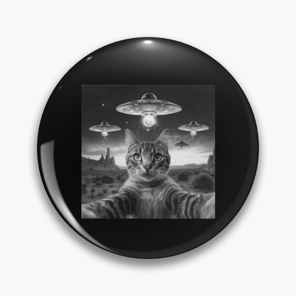 Item preview, Funny Cat Selfie In Front Of UFOs,ThreadWeird Alien Cat UFO designed and sold by love3617.