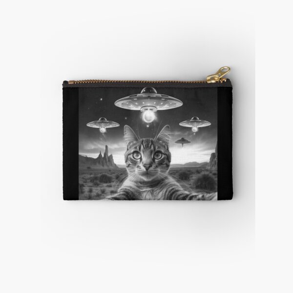 Item preview, Funny Cat Selfie In Front Of UFOs,ThreadWeird Alien Cat UFO designed and sold by love3617.