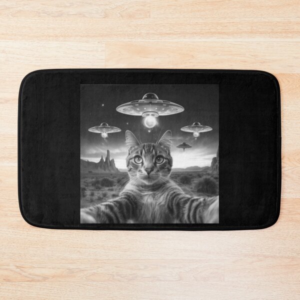 Item preview, Funny Cat Selfie In Front Of UFOs,ThreadWeird Alien Cat UFO designed and sold by love3617.