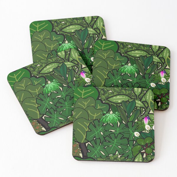 Item preview, Lush jungle houseplant cartoons collage designed and sold by meldra.