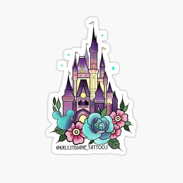 Neon Colored Cinderella Castle Sticker