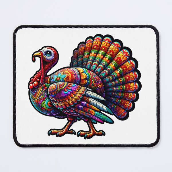 Item preview, vivid and lively turkey in Alebrije style with a patchwork of ornate designs. designed and sold by TheScruffyGoose.
