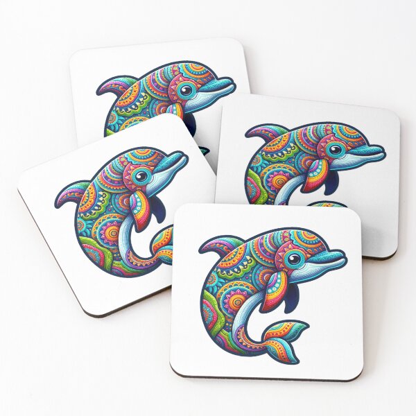Item preview, Alebrije style dolphin with Whimsical fusionof bold, psychedelic patterns. designed and sold by TheScruffyGoose.