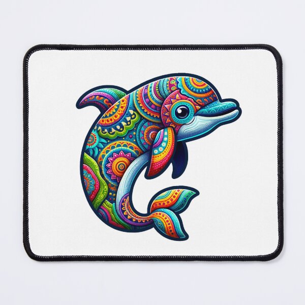 Item preview, Alebrije style dolphin with Whimsical fusionof bold, psychedelic patterns. designed and sold by TheScruffyGoose.