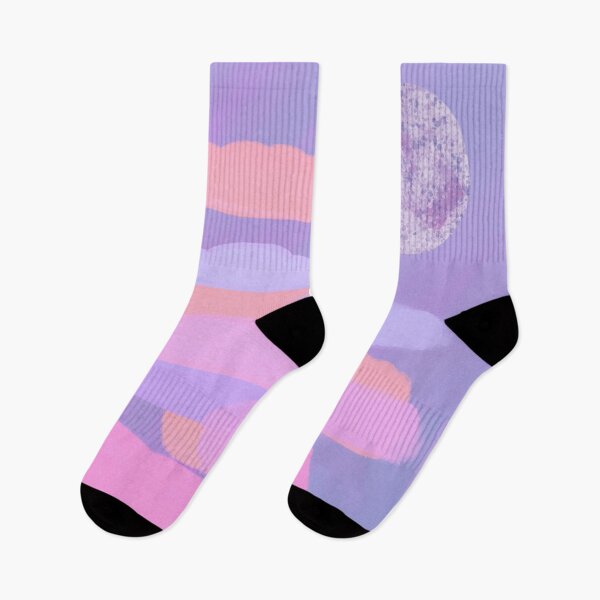 Item preview, Pink, and Purple Clouds with Moon - Hand-drawn designed and sold by Victoria Rose.
