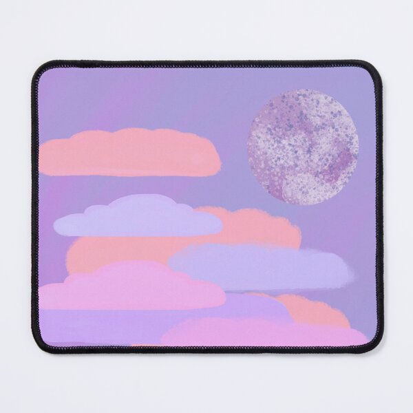 Item preview, Pink, and Purple Clouds with Moon - Hand-drawn designed and sold by Victoria Rose.
