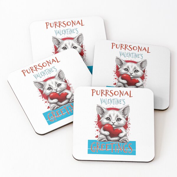 Item preview, Purrsonal Valentine's Greetings Cute White Cat  designed and sold by KaiLabsArt.