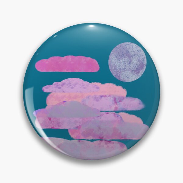 Item preview, Pink, and Purple Clouds with Moon - Hand-drawn designed and sold by Victoria Rose.