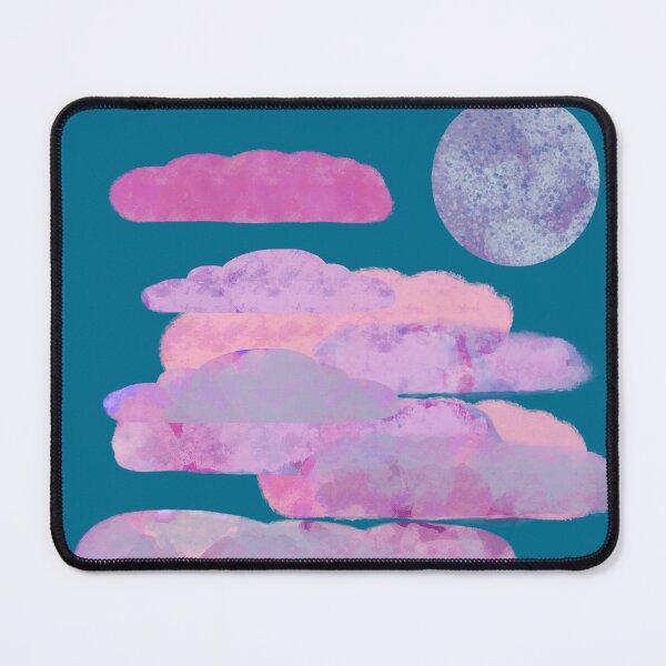 Item preview, Pink, and Purple Clouds with Moon - Hand-drawn designed and sold by Victoria Rose.