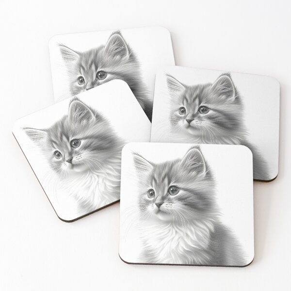 Item preview, Black and white cat pencil drawing designed and sold by Pencil-Art.