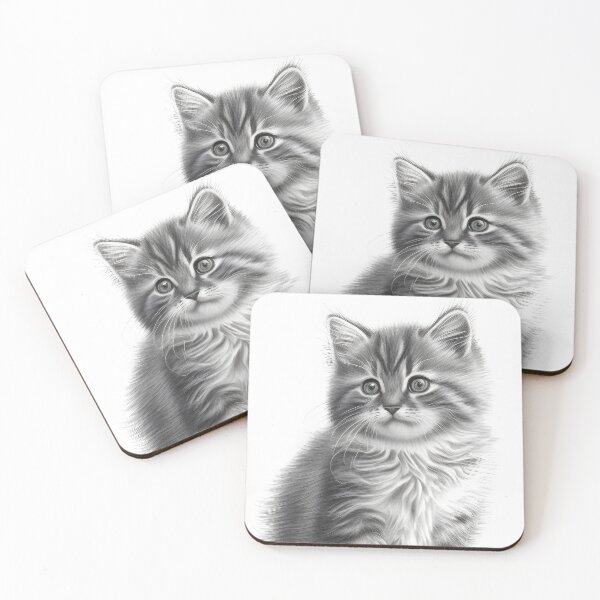 Item preview, Black and white cat pencil drawing designed and sold by Pencil-Art.