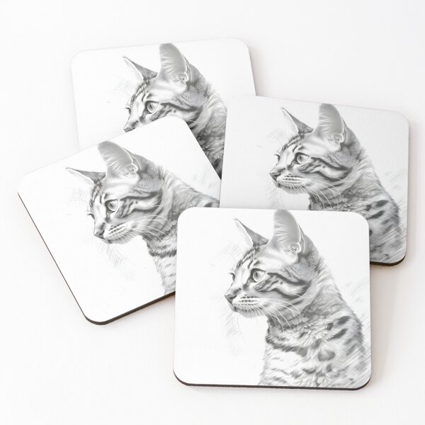 Artikelvorschau, Schwarz-weiße Katze-Bleistiftzeichnung entworfen und verkauft von Pencil-Art.