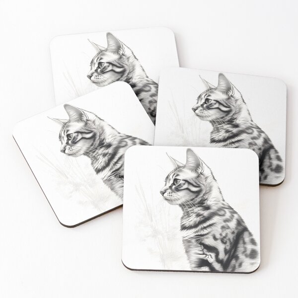 Artikelvorschau, Schwarz-weiße Katze-Bleistiftzeichnung entworfen und verkauft von Pencil-Art.