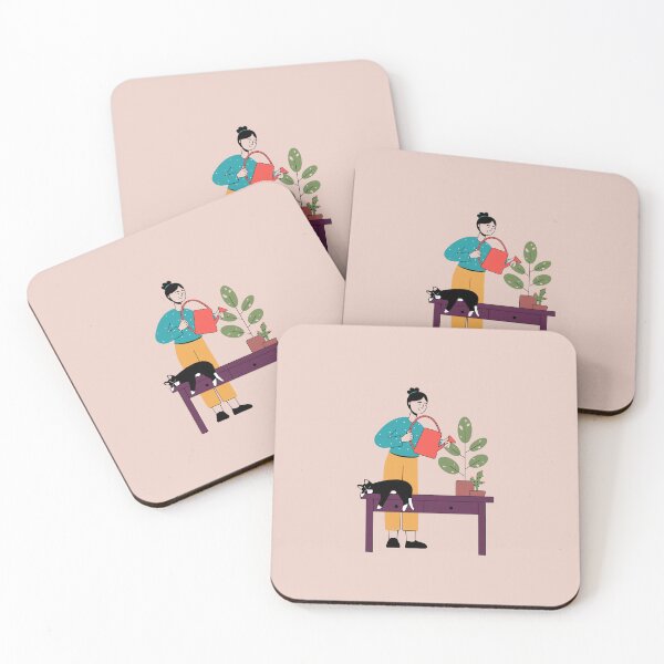 Item preview, Whiskered Gardener - Plant Watering Cat Royalty-Free Stock Illustration designed and sold by eliftirandaz.