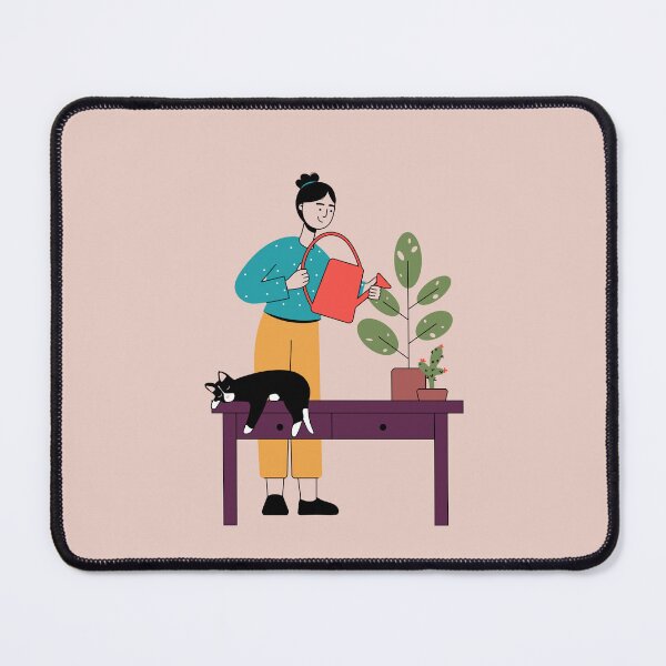Item preview, Whiskered Gardener - Plant Watering Cat Royalty-Free Stock Illustration designed and sold by eliftirandaz.