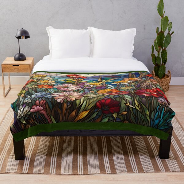 Aperçu de l'œuvre Vitrail Fleurs sauvages colorées créée et vendue par ChanceTwoArt.