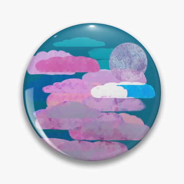 Item preview, Pink, and Purple Clouds with Moon - Hand-drawn designed and sold by Victoria Rose.