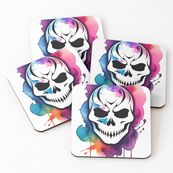 Item preview, a watercolor skull with paint splatters around it designed and sold by Babajexodas.