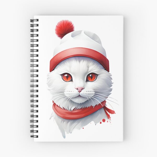 Item preview, a white cat wearing a red scarf and a white hat designed and sold by Babajexodas.