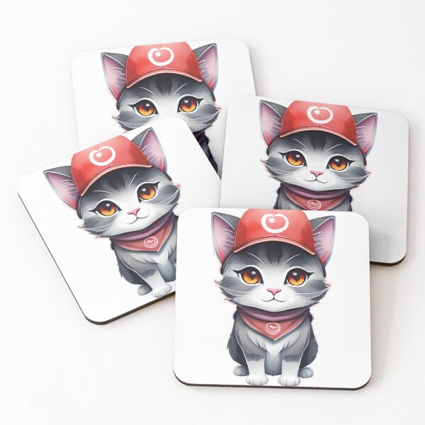 Item preview, a gray and white cat wearing a red hat designed and sold by Babajexodas.
