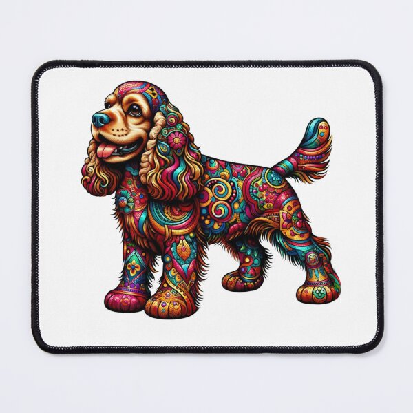 Item preview, Alibrije Style Cocker Spaniel with a kaleidoscope of colors and complex motifs designed and sold by TheScruffyGoose.