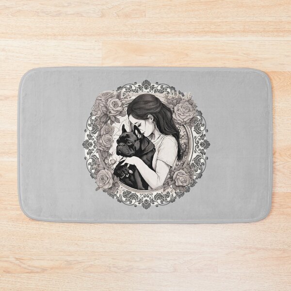 Item preview, French bulldog eternal love, dog mum tenderly hugs a frenchie designed and sold by AriChaber.
