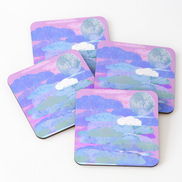 Item preview, Pink, Purple, and Blue Clouds with Moon - Hand-drawn designed and sold by Victoria Rose.