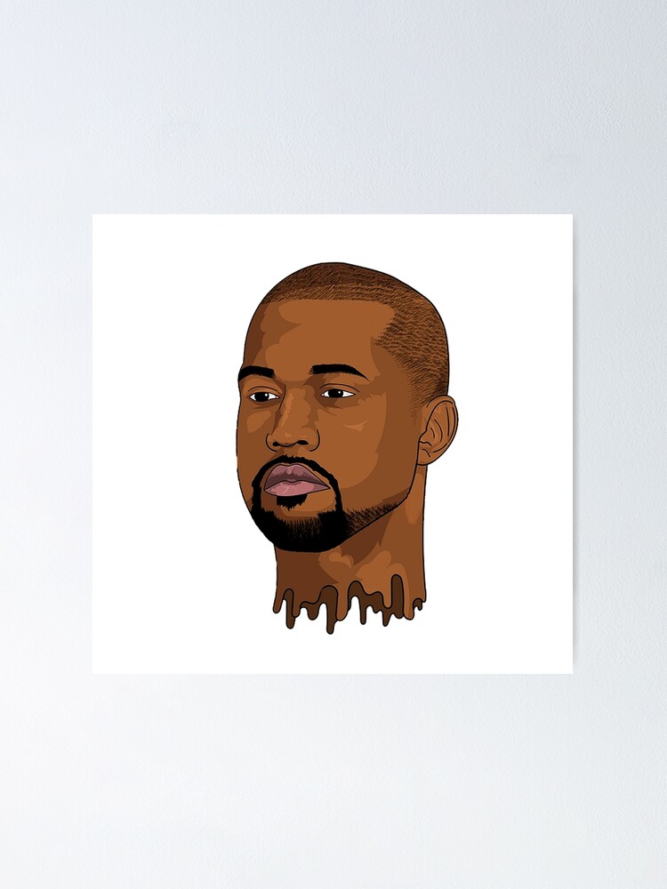 Kanye West Cartoon Digital Drawing Head Bust Slime Effect Handrawn Original  | Poster