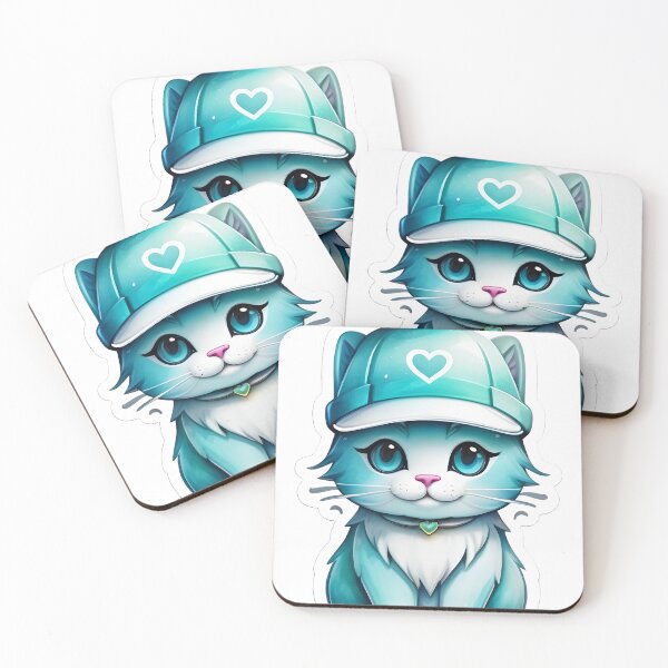 Item preview, a cartoon cat wearing a blue hat with a heart on it designed and sold by Babajexodas.