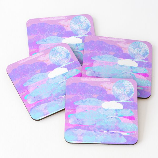 Item preview, Pink, Purple, and Blue Clouds with Moon - Hand-drawn designed and sold by Victoria Rose.