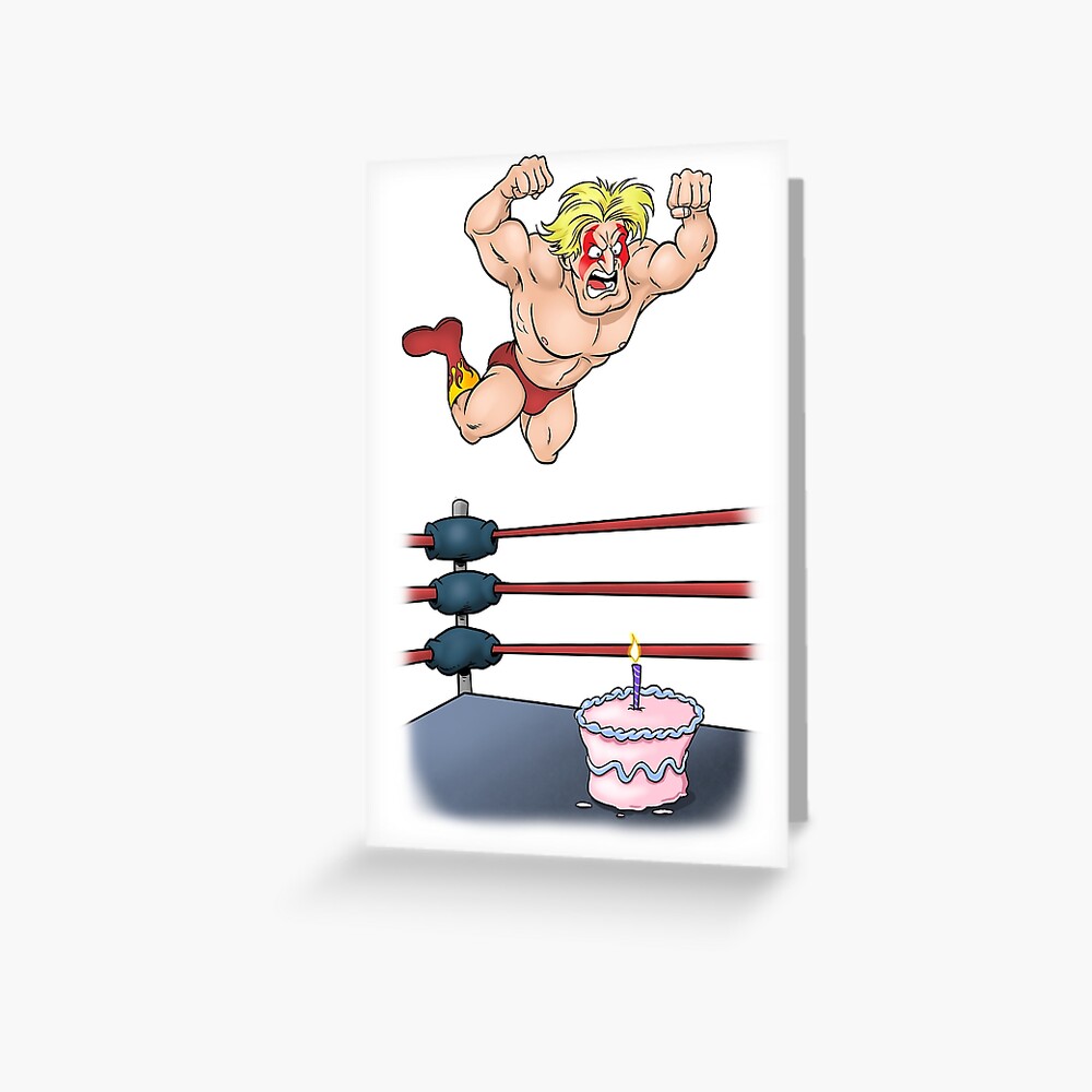  Wrestler Body Slamming Birthday Cake Greeting Card For Sale By 
