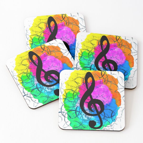 Item preview, Treble Clef Silhouette on Watercolour/Ink Background designed and sold by artdesignbysam.
