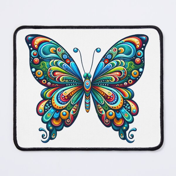 Item preview, vivid and lively butterfly in Alebrije style with a patchwork of ornate designs. designed and sold by TheScruffyGoose.