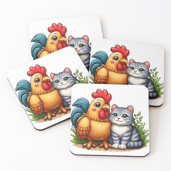 Item preview, Whimsical Adventures: KilkennyCat and the Black Cat's Chicken Ride – Folk Art Delights with Cute Kittens, Adopt Black, and Blue Laced Wyandotte Fun designed and sold by ArteeInnovation.