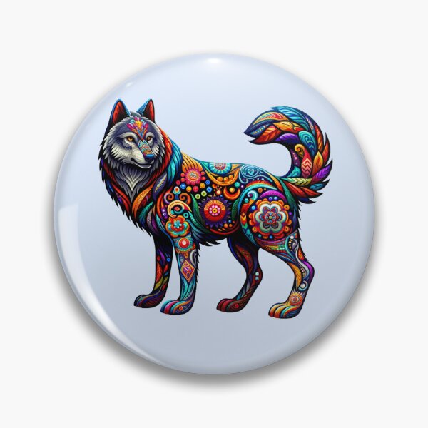 Item preview, Alibrije style  Wolf with dream-inspired vibrant patterns and bold hues designed and sold by TheScruffyGoose.