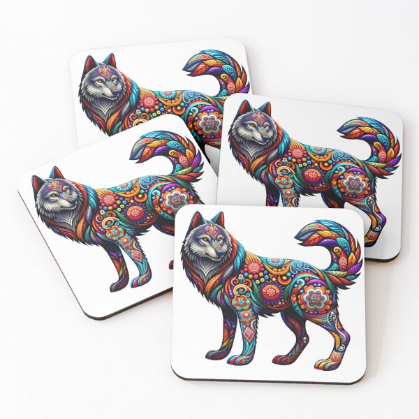 Item preview, Alibrije style  Wolf with dream-inspired vibrant patterns and bold hues designed and sold by TheScruffyGoose.