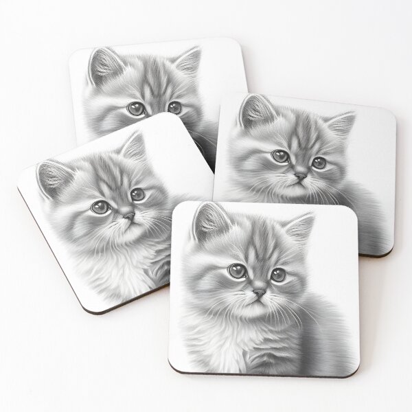 Item preview, Black and white cat pencil drawing designed and sold by Pencil-Art.
