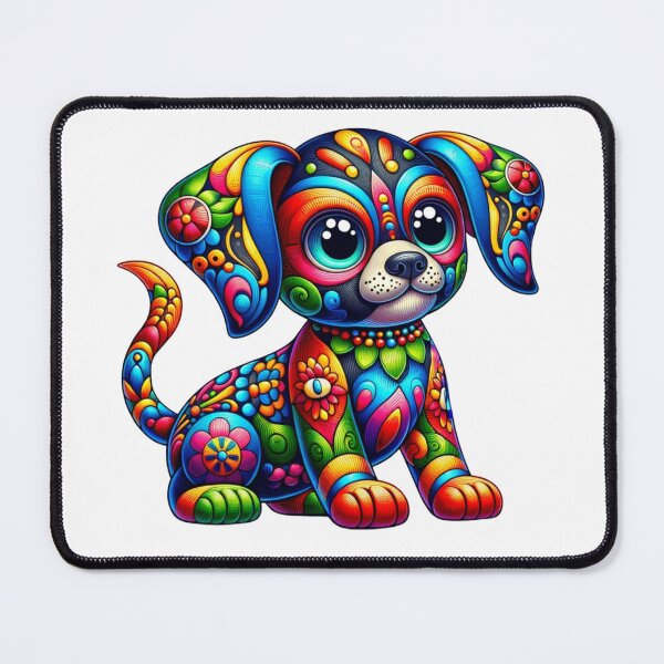 Item preview, Enchanting, multi-hued cute puppy with fanciful details and imaginative shapes designed and sold by TheScruffyGoose.