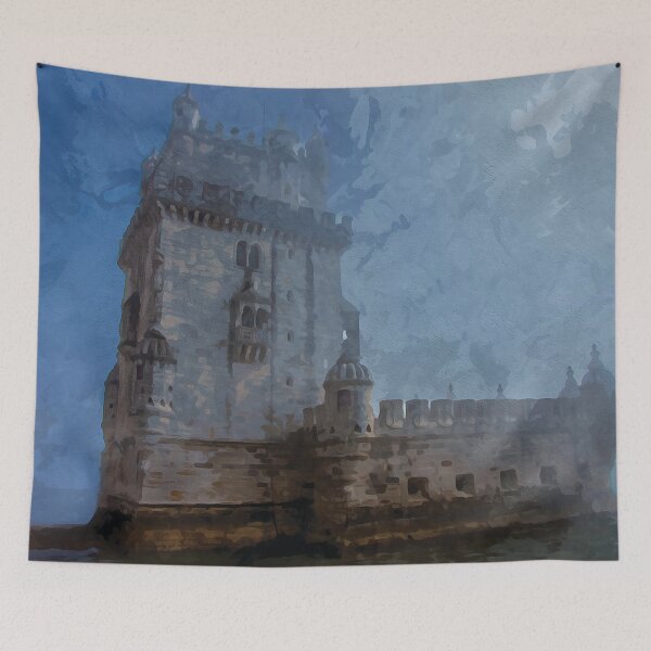 Item preview, Torre de Belém surrounded by fog in watercolor designed and sold by Intermundium.