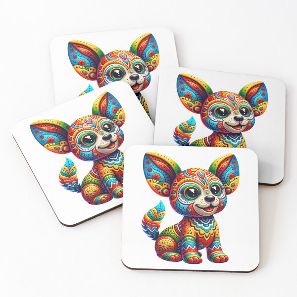 Item preview, Alebrije style vividly colored cute puppy with intricate patterns and surreal features  designed and sold by TheScruffyGoose.