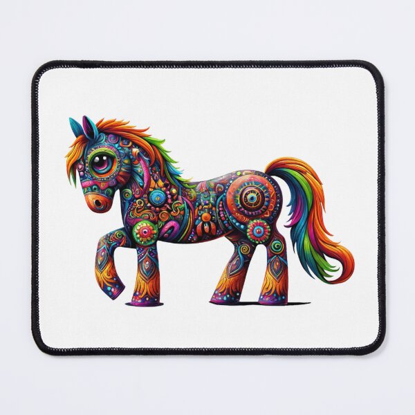 Item preview, vivid and lively horse in Alebrije style with a patchwork of ornate designs. designed and sold by TheScruffyGoose.