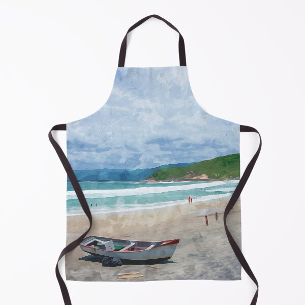 Item preview, Boat and people on the beach Praia de Naufragados in watercolor designed and sold by Intermundium.