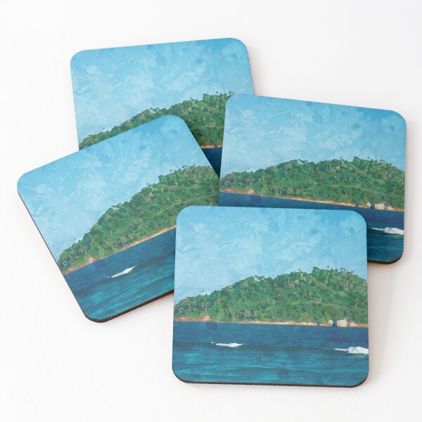 Item preview, Green island in the ocean in watercolor designed and sold by Intermundium.