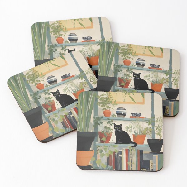 Item preview, Ilustración juguetona - El reino vegetal de un gato negro designed and sold by Plant-shop.